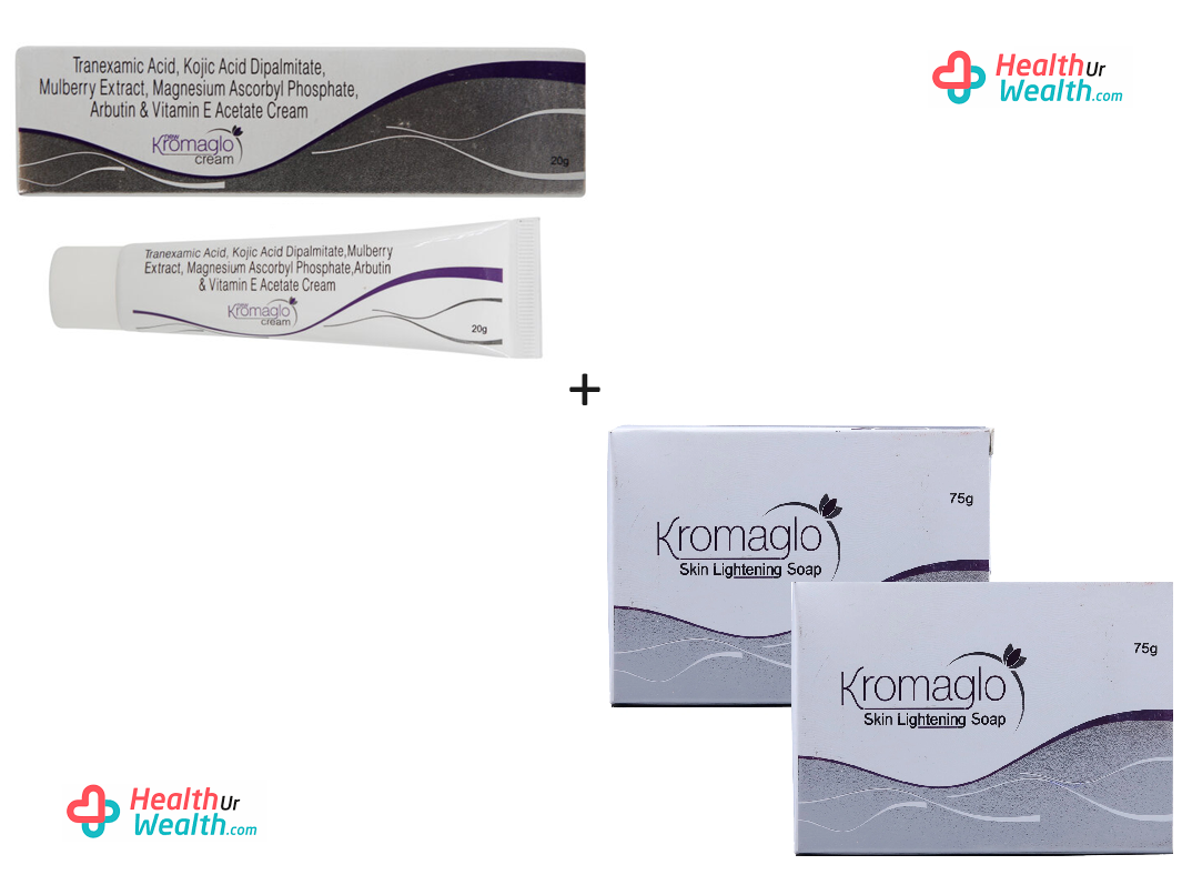 Kromaglo Skin Lightening Soap 75 gm pack of 2 and Kromaglo Cream 20 gm combo